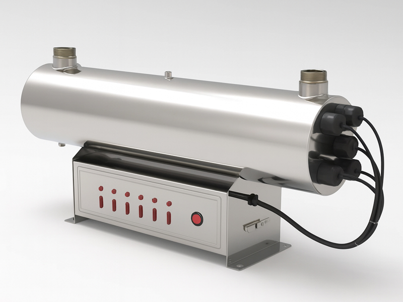Bộ đèn UV diệt khuẩn nước SS 550W | Lưu lượng 30 m³/h – 120 GPM | Vỏ inox 304 – Diệt 99,9 % vi khuẩn